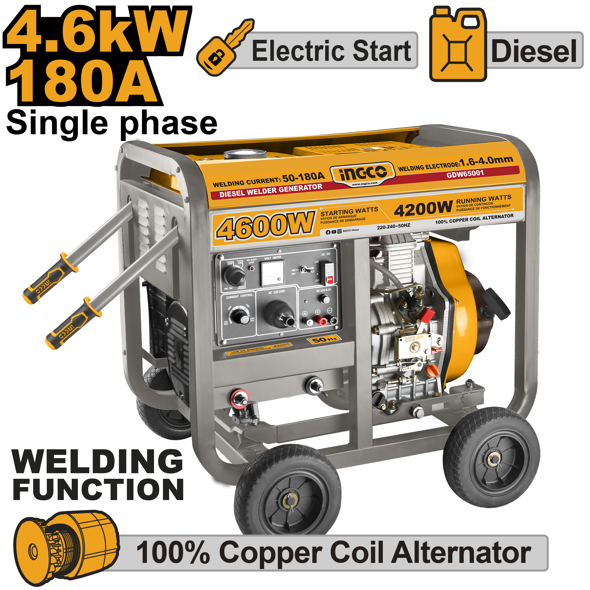 INGCO Diesel Welder Generator - GDW65001