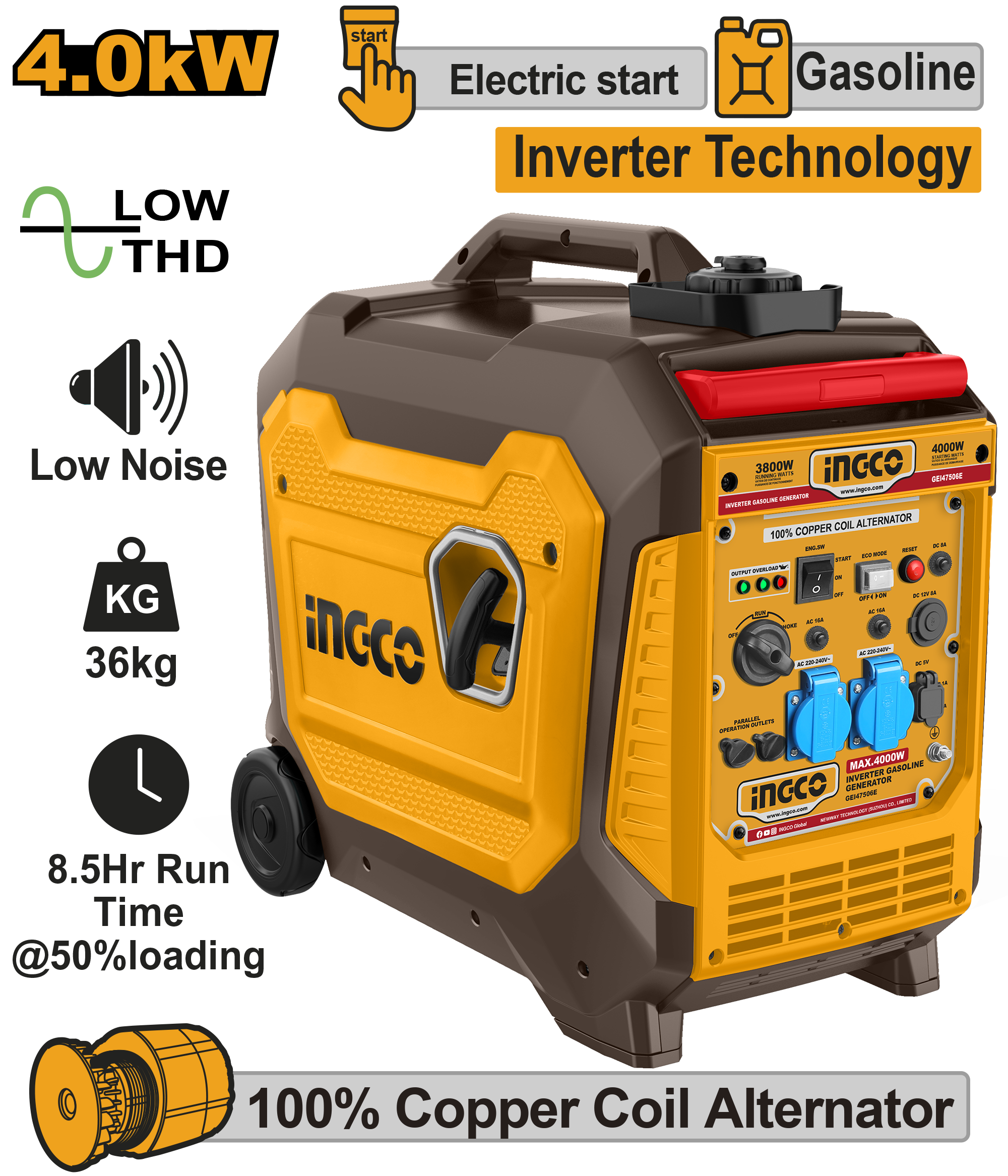 INGCO Inverter Gasoline Generator - GEI47506E Main image