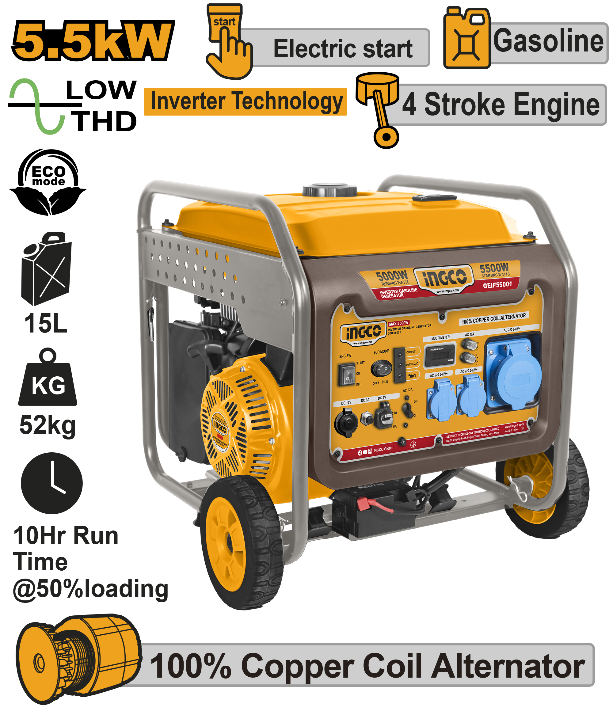 INGCO Inverter Gasoline Generator - GEIF65006 Main image