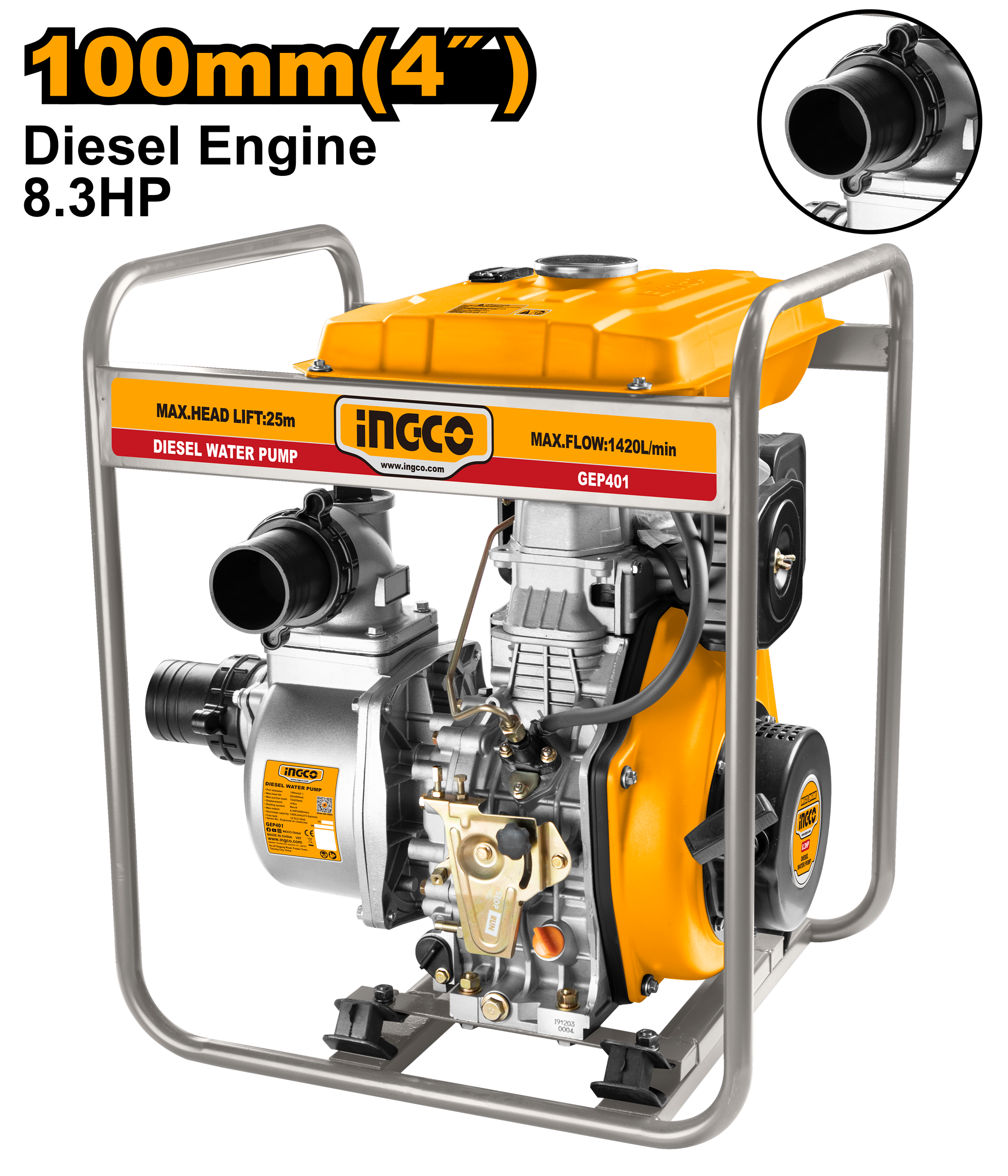 INGCO Diesel Water Pump 4" - GEP401