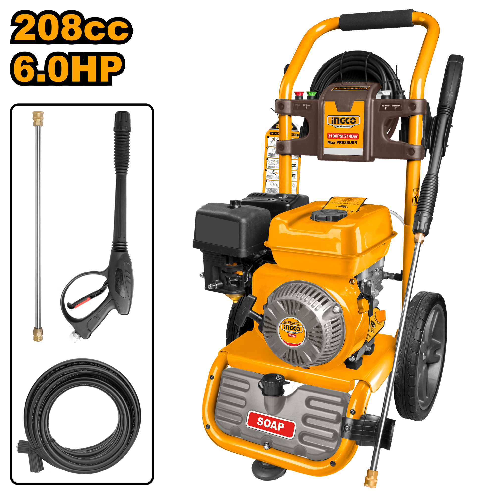 INGCO Gasoline Pressure Washer (1 Pc 9.1m Pressure hose) - GHPW2003