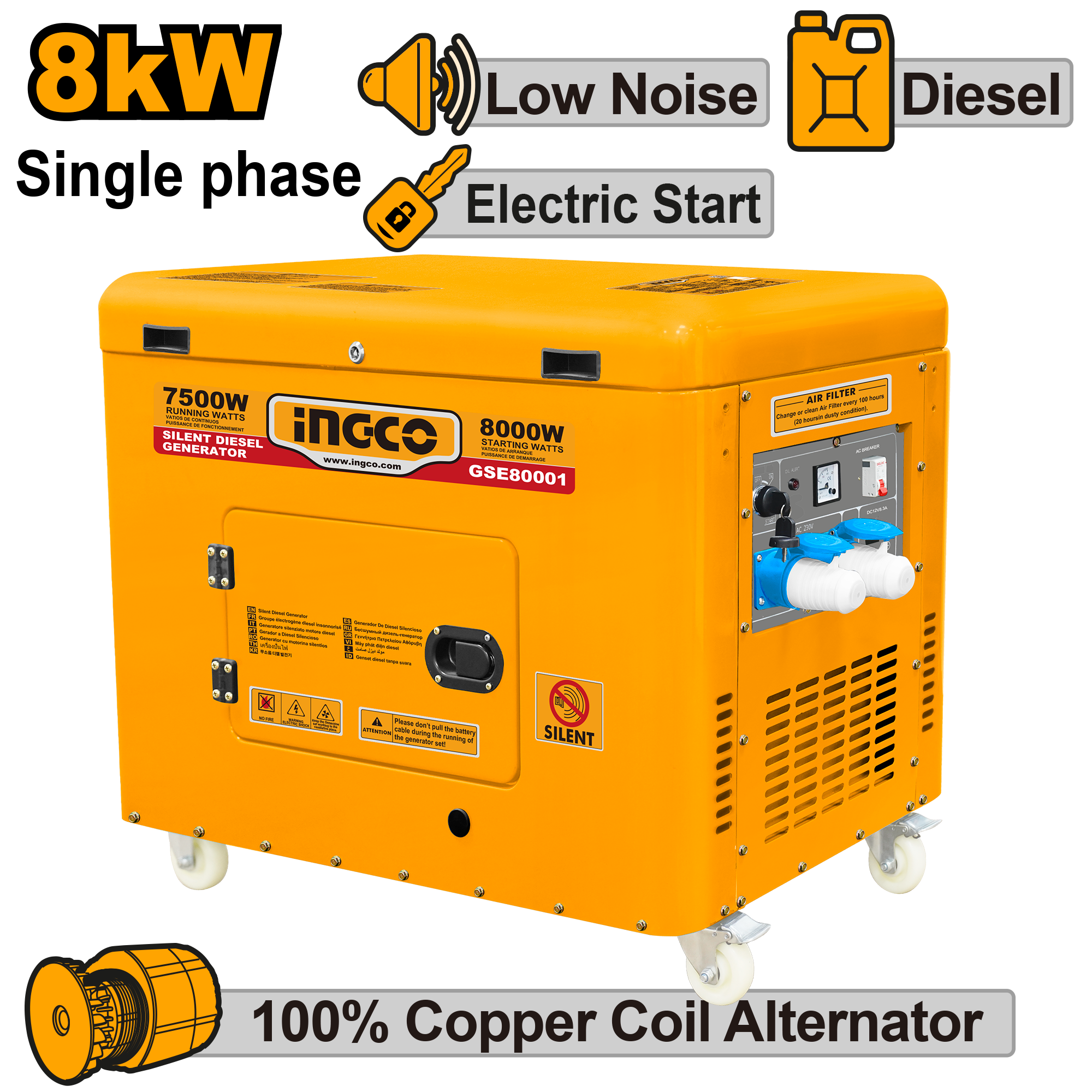 INGCO Silent Diesel Generator - GSE80001 Main image
