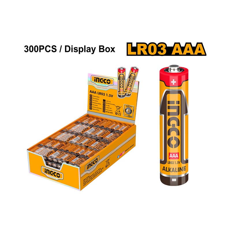 INGCO 300 PCs/Display Box, LR03 AAA Alkaline Battery - HAB3A01