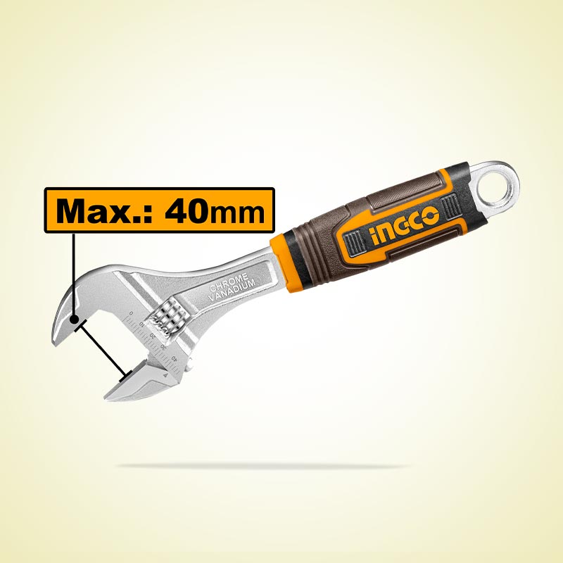 INGCO Extra Wide Opening 250MM (10") Adjustable Wrench - HADW131108