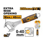 INGCO Extra Wide Opening 250MM (10") Adjustable Wrench - HADW131108