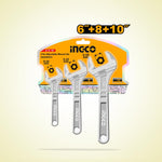 INGCO Wide Opening 6"+8"+10" 3 PCs Adjustable Wrench Set - HADWK031