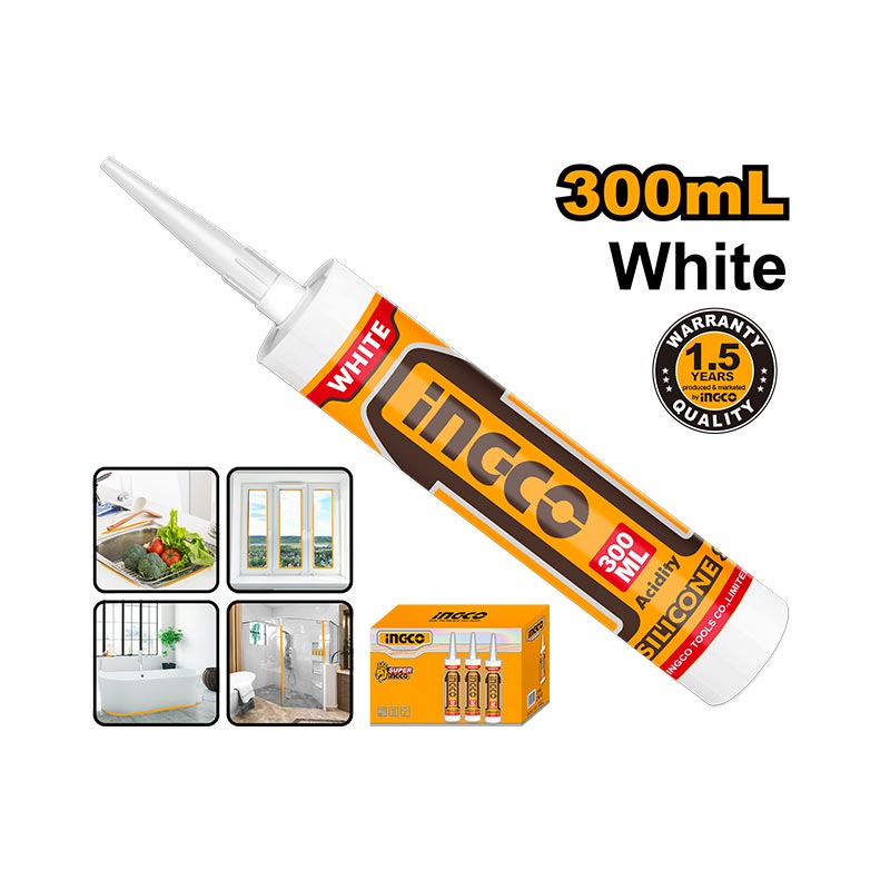 INGCO 300ML Acetic Silicone Sealant (White) - HASS01