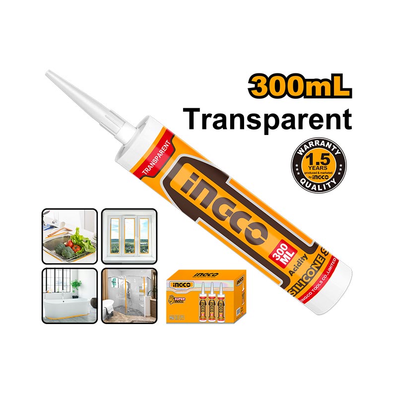 INGCO 300ML Acetic Silicone Sealant (Transparent) - HASS02