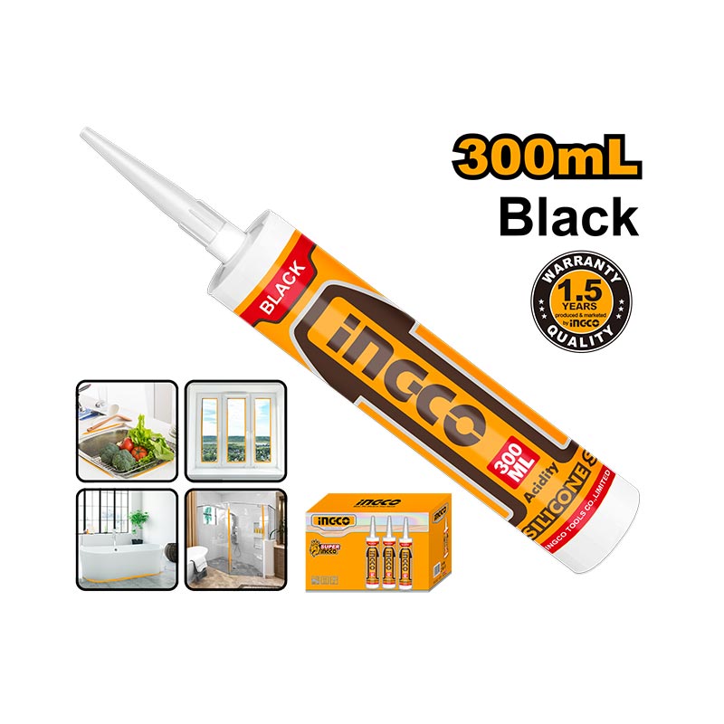INGCO 300ML Acetic Silicone Sealant (Black) - HASS03