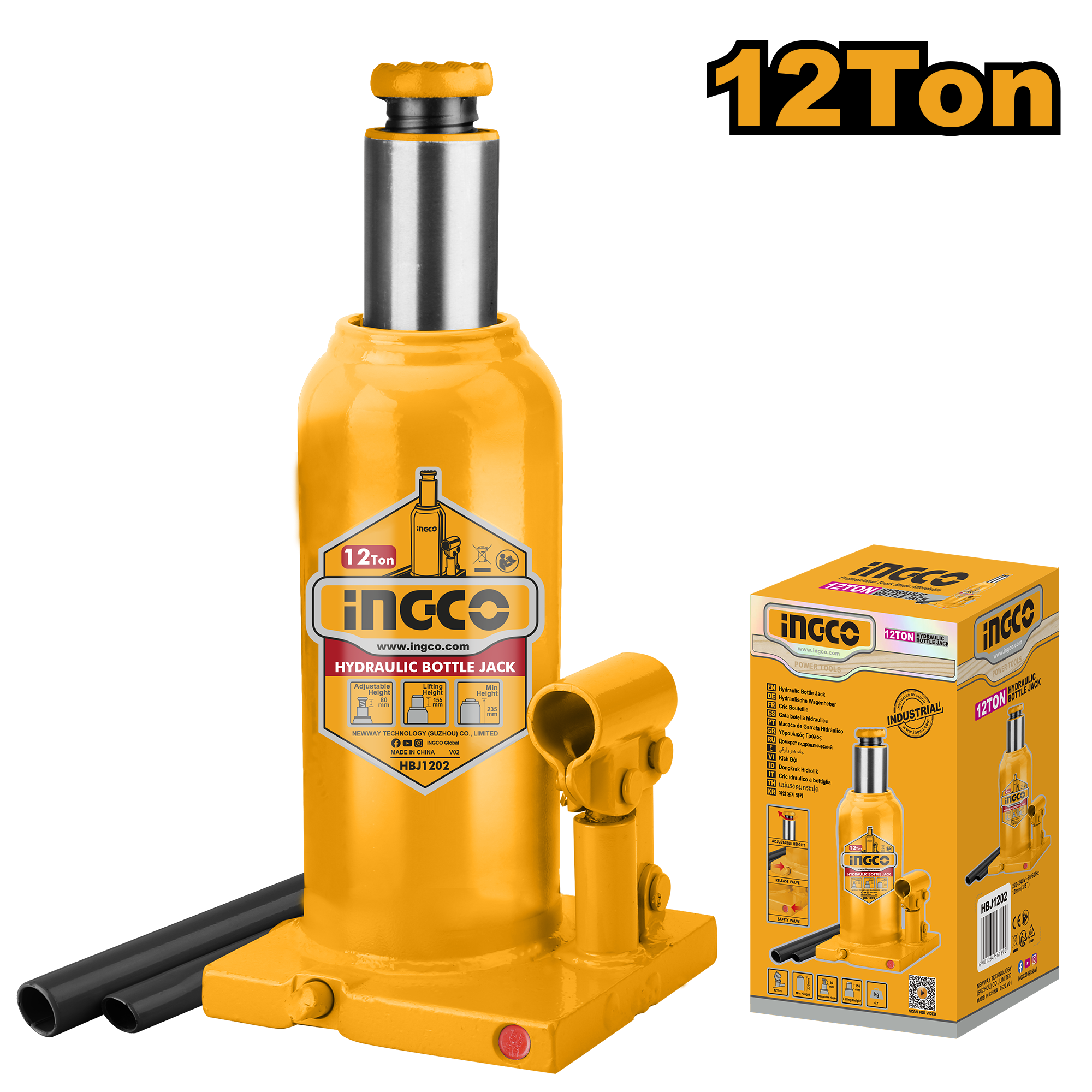 INGCO 12 Ton Hydraulic Bottle Jack - HBJ1202