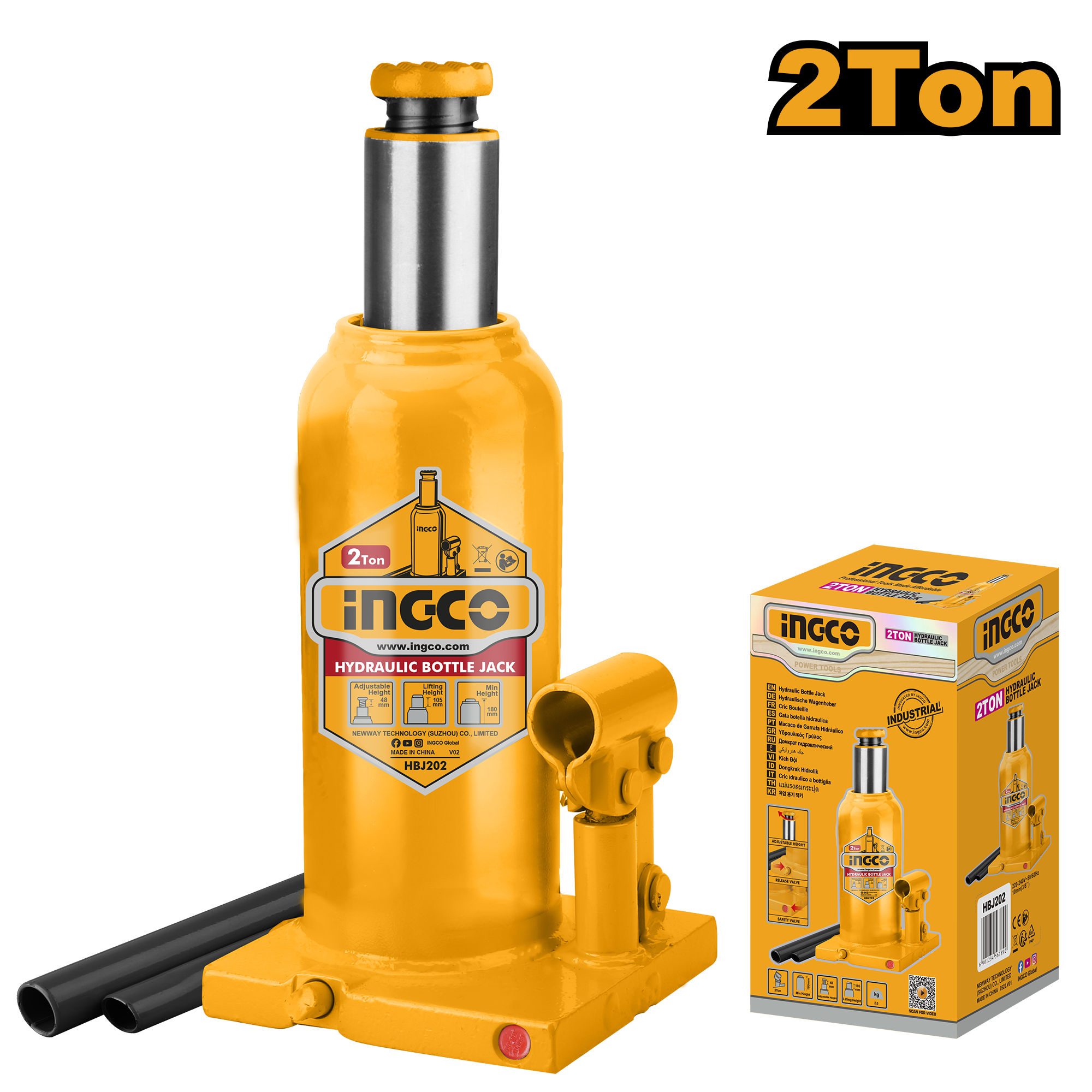 INGCO 2 Ton Hydraulic Bottle Jack - HBJ202