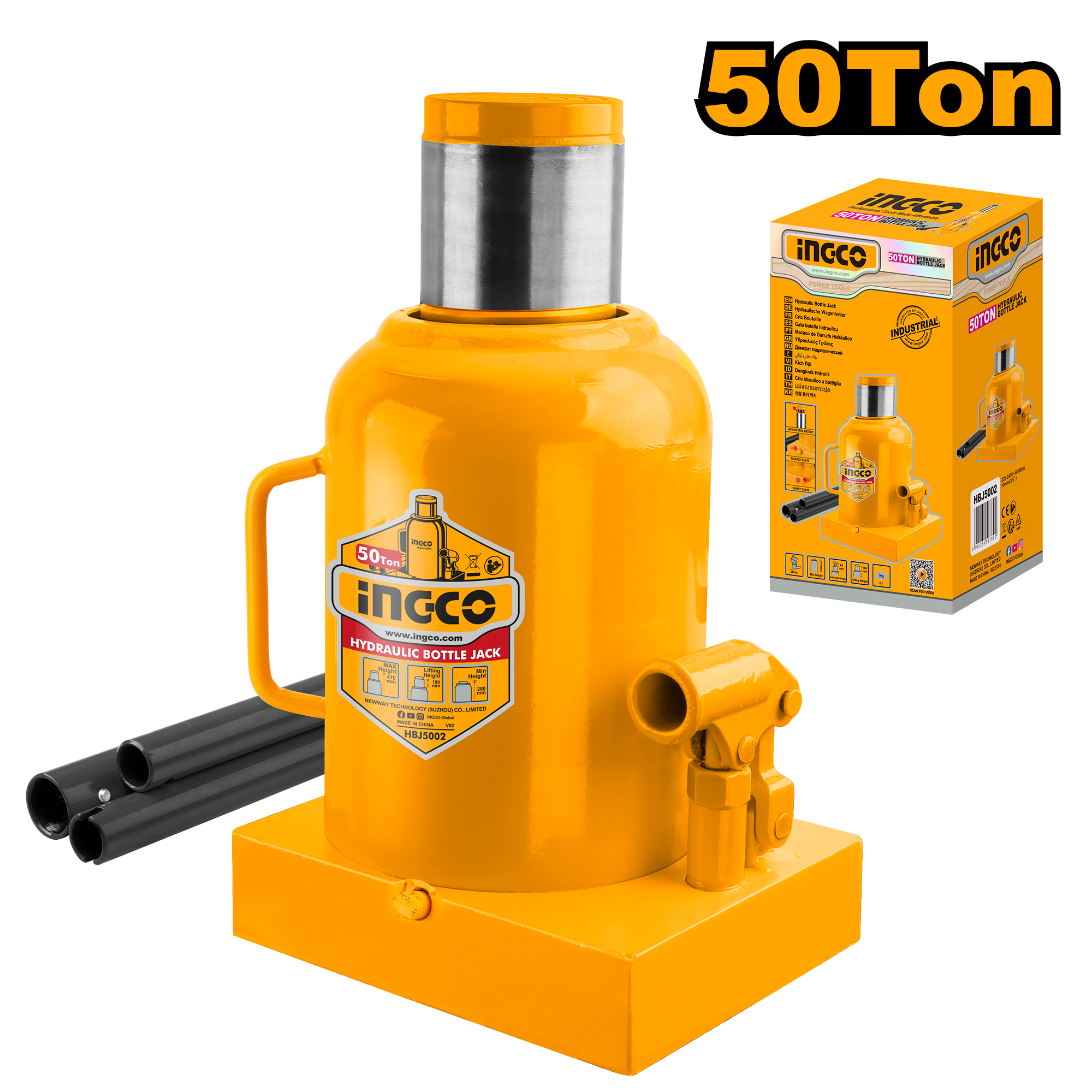 INGCO 50 Ton Hydraulic Bottle Jack - HBJ5002 Main image