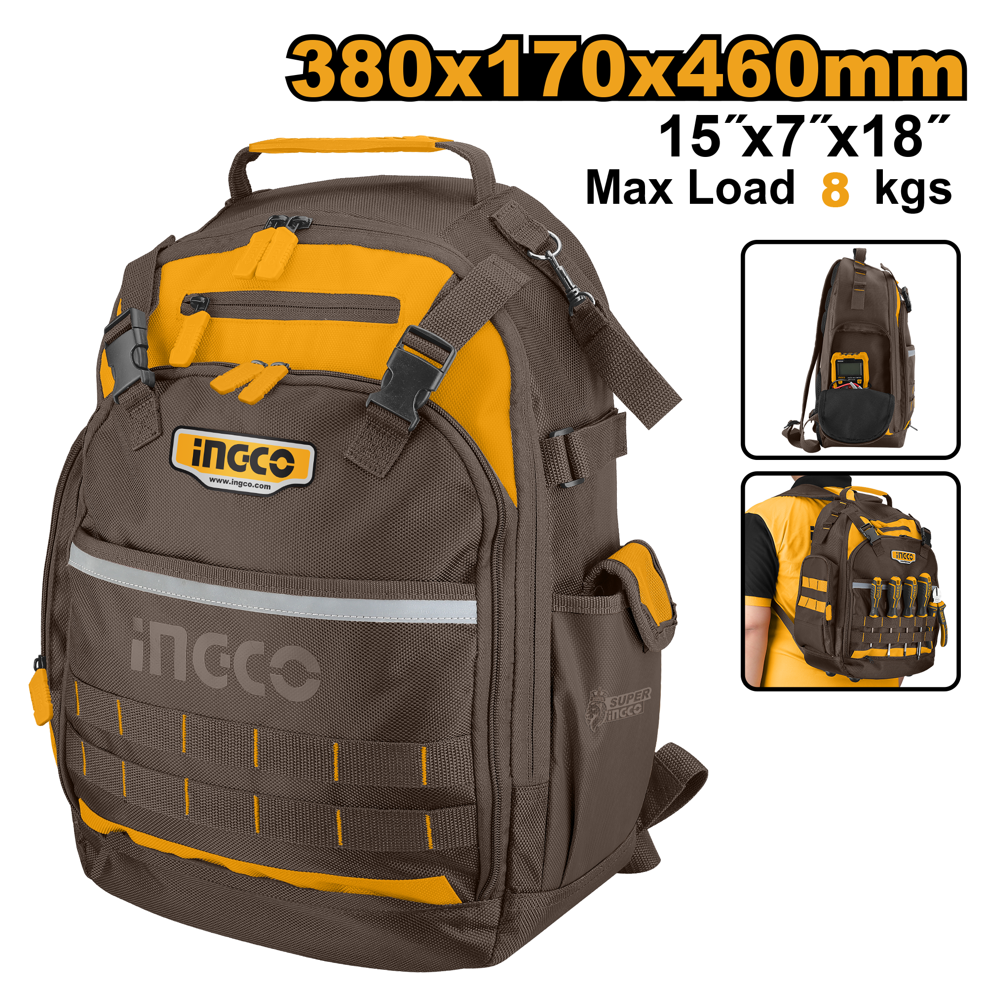 INGCO 380x170x460MM Tool Backpack - HBP01028 Main image