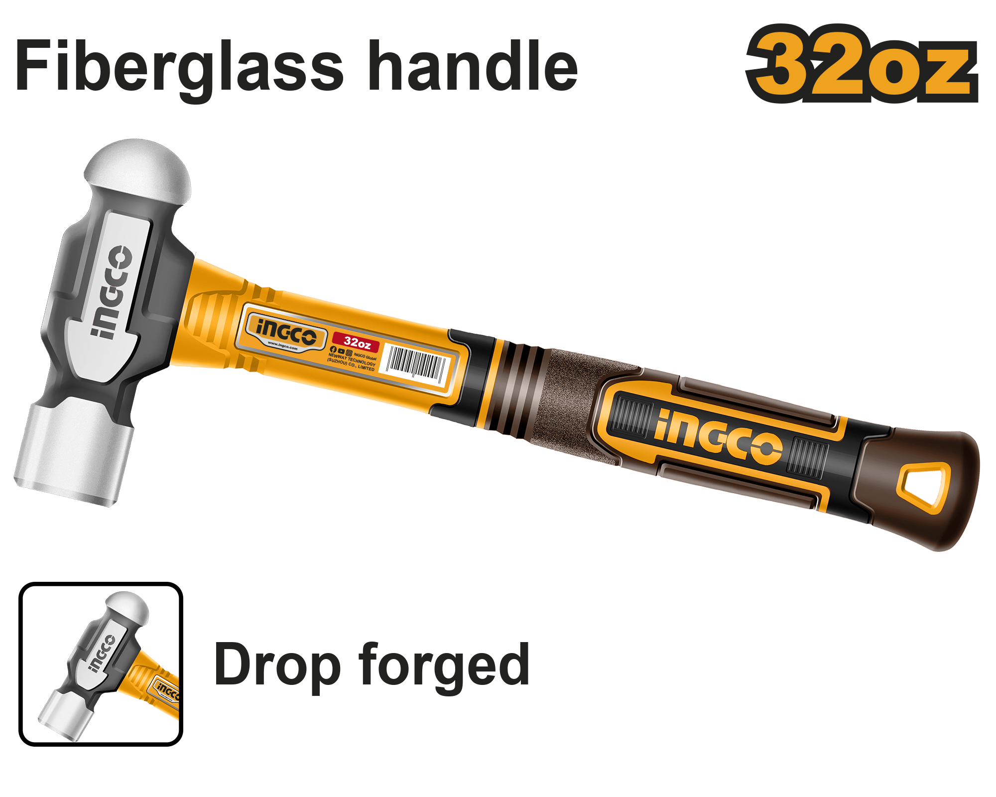 INGCO 32 Oz Ball Pein Hammer - HBPH81032 Main image
