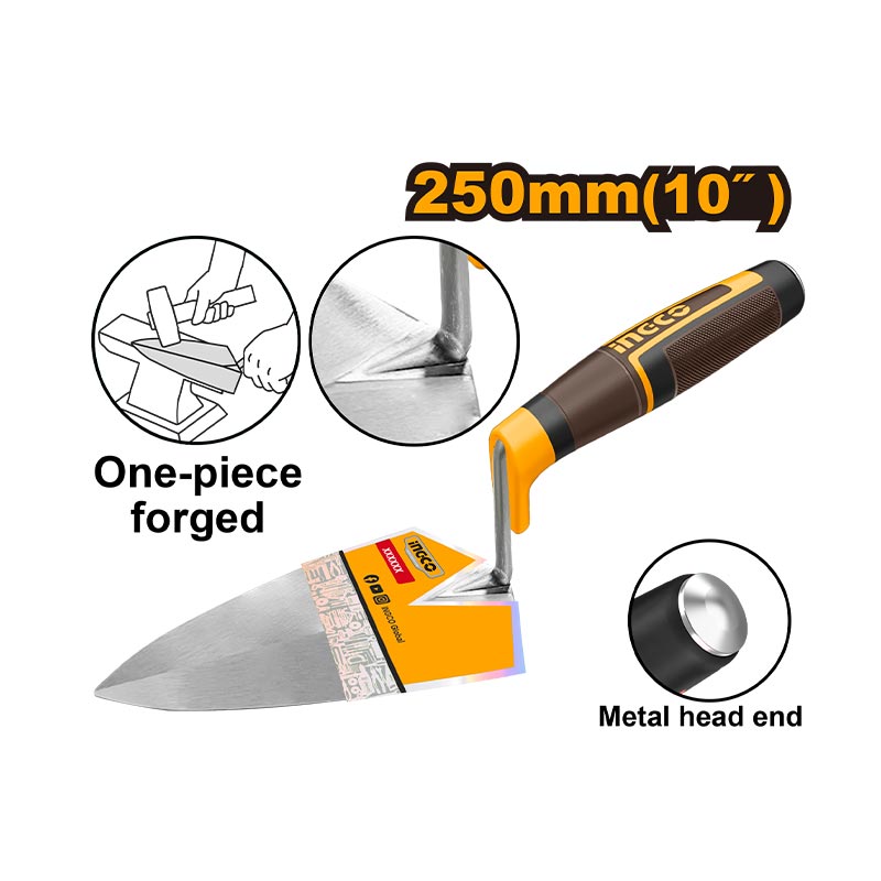INGCO 1-Piece, Metal Head End, Integrated Forged Bricklaying Trowel - HBT910
