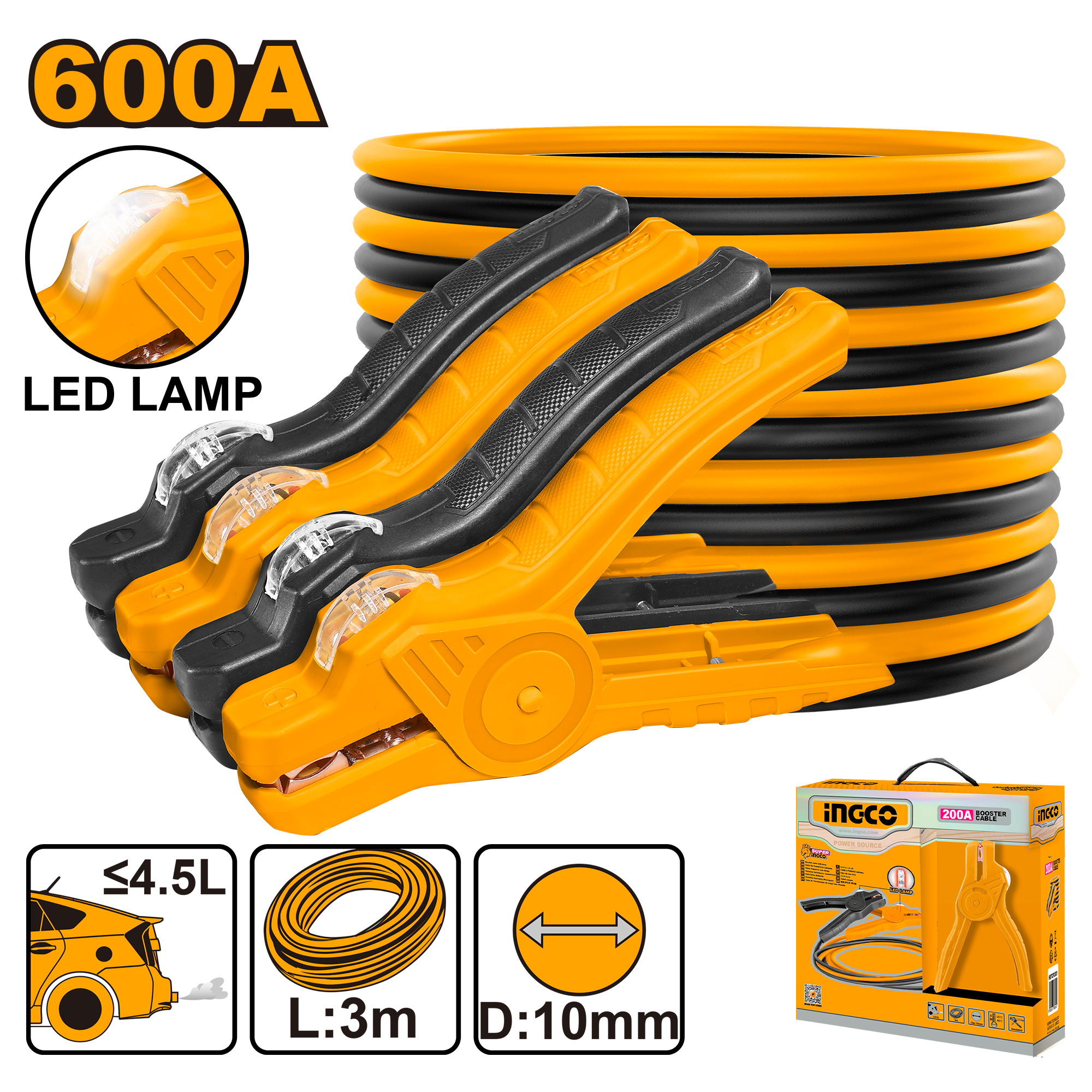INGCO Booster Cable with Lamp - HBTCP6008L