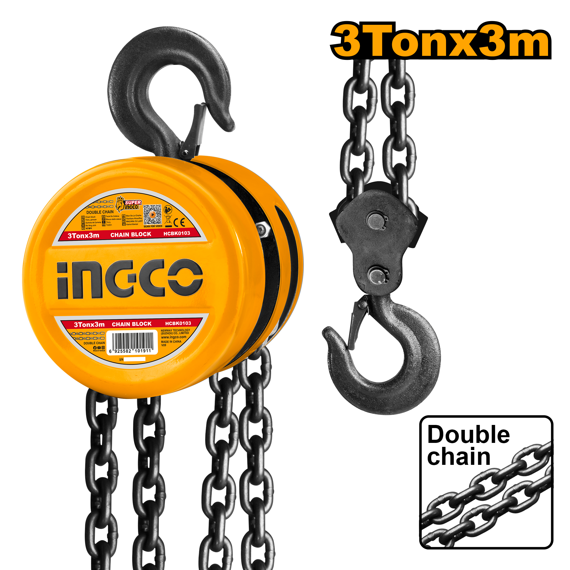 INGCO 3 Tonx3M Double Chain Block - HCBK0103