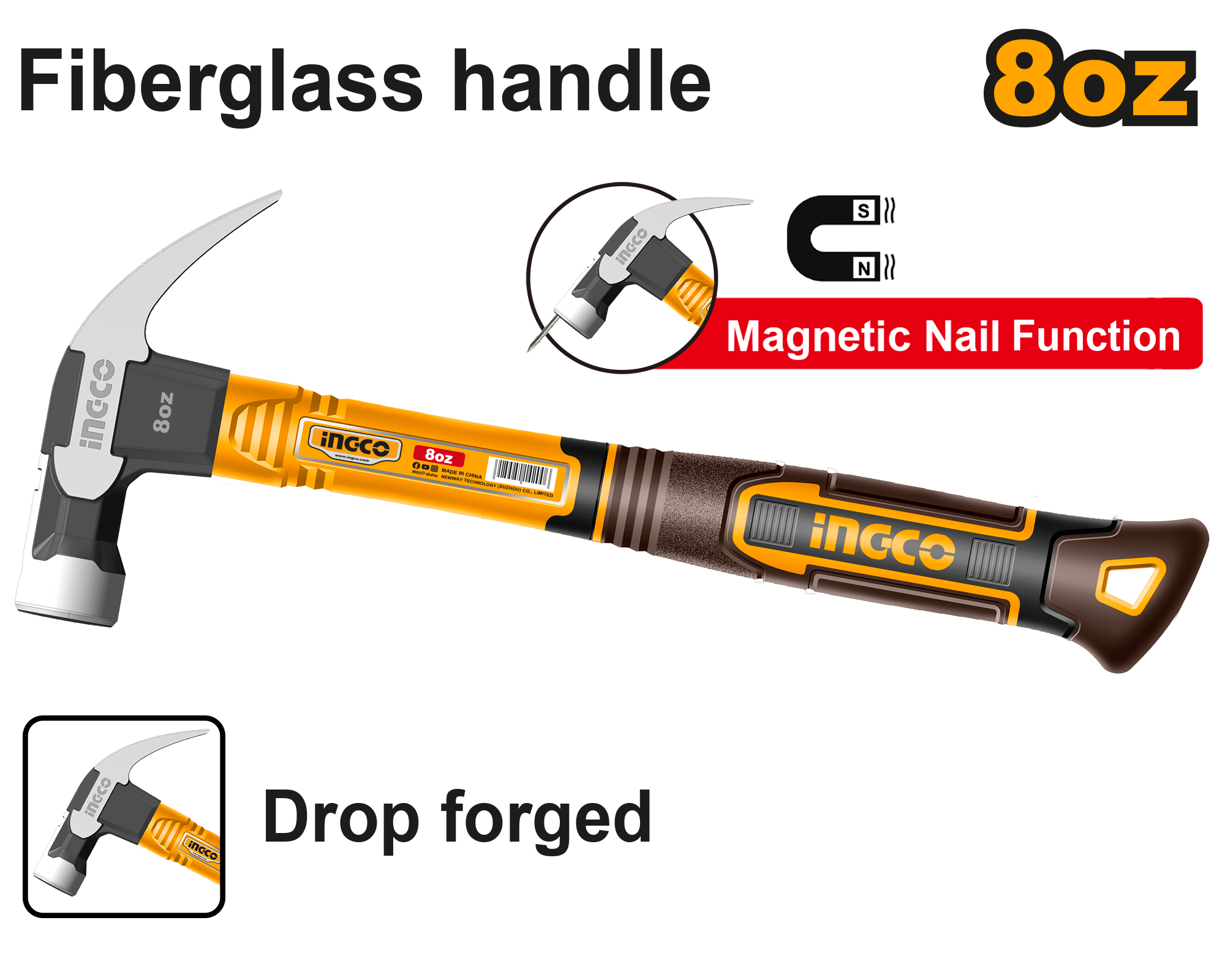 INGCO 8 Oz Claw Hammer - HCH81008 Main image
