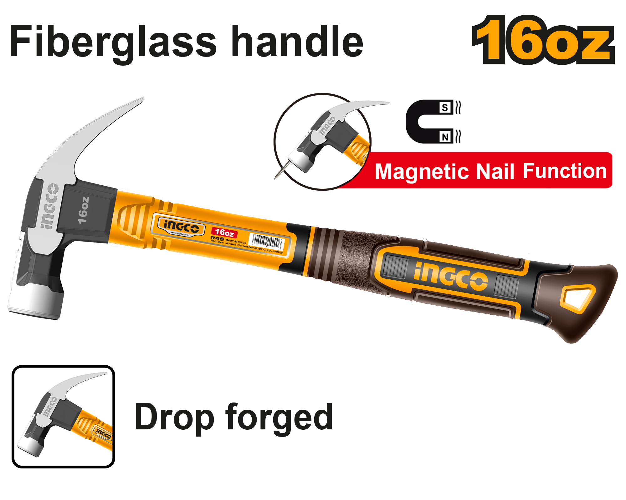 INGCO 16 Oz Claw hammer - HCH81016