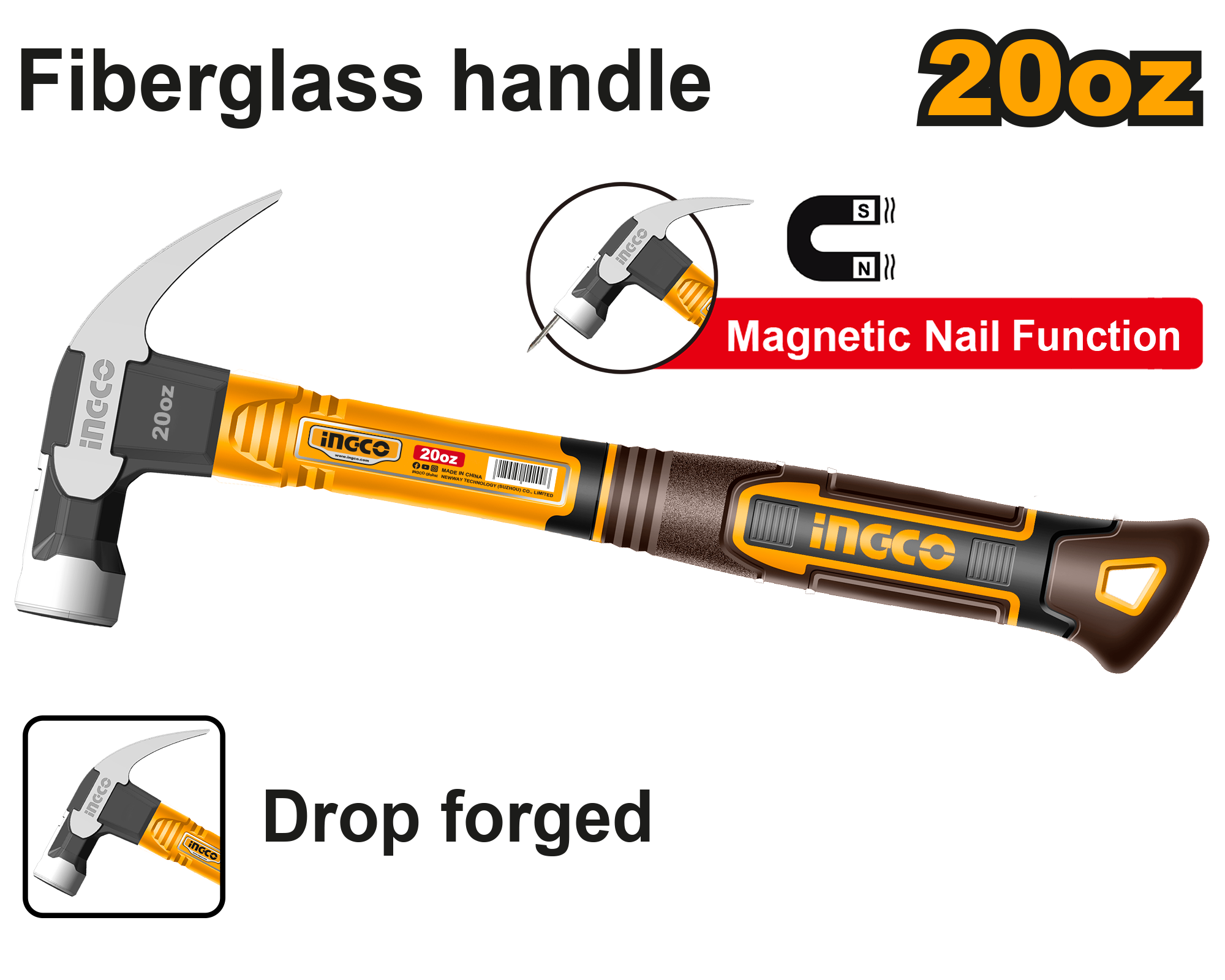 INGCO 20 Oz Claw Hammer - HCH81020