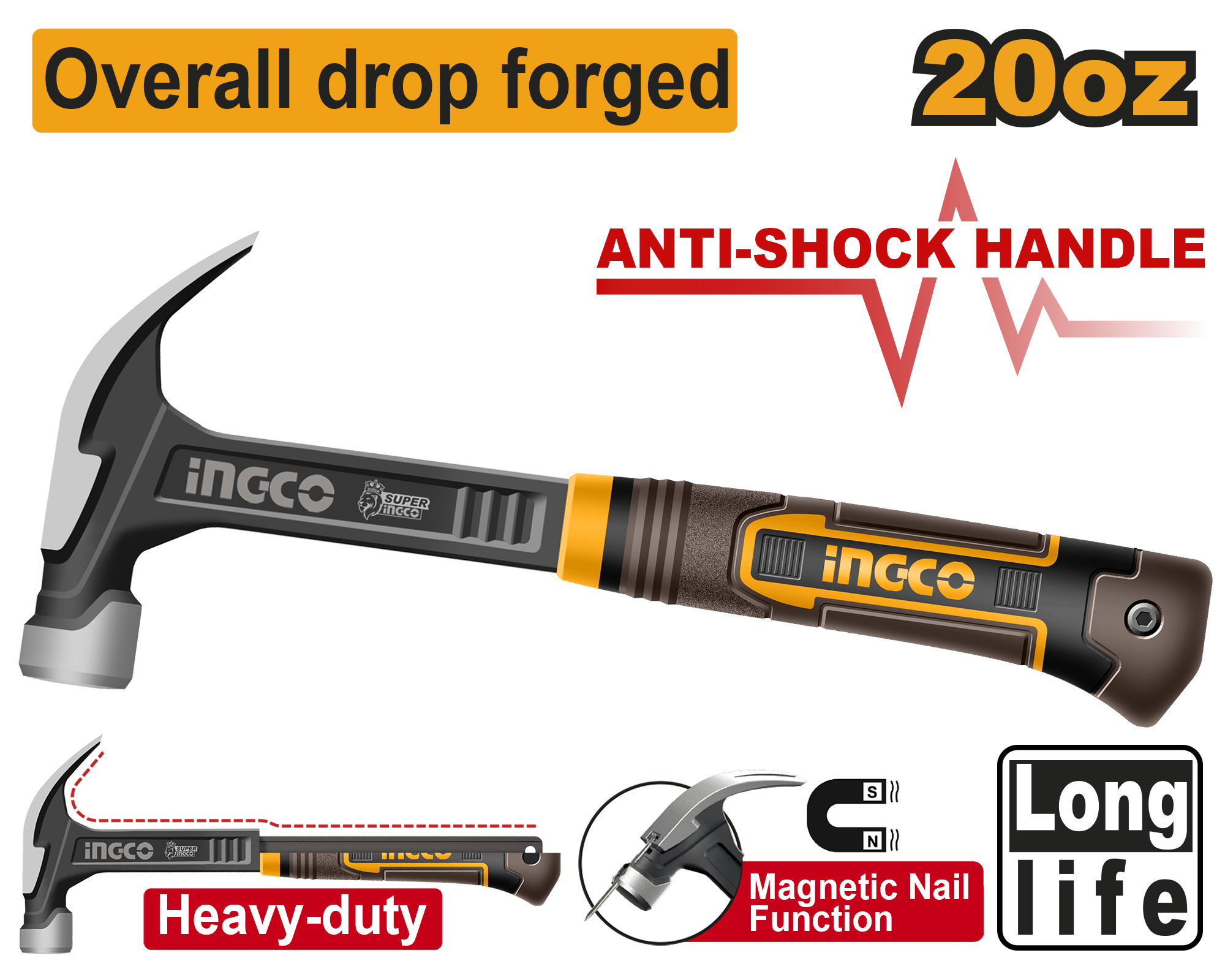INGCO 20 Oz Claw Hammer - HCH81020L