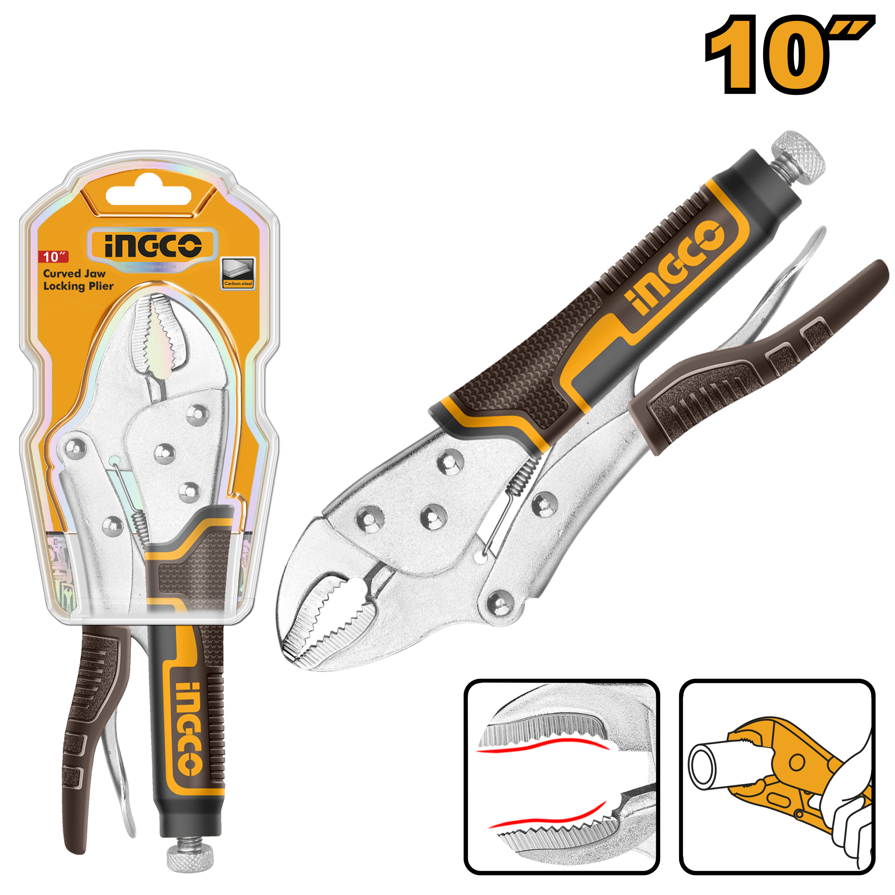 INGCO 10" Curved Jaw Locking Plier - HCJLW0210