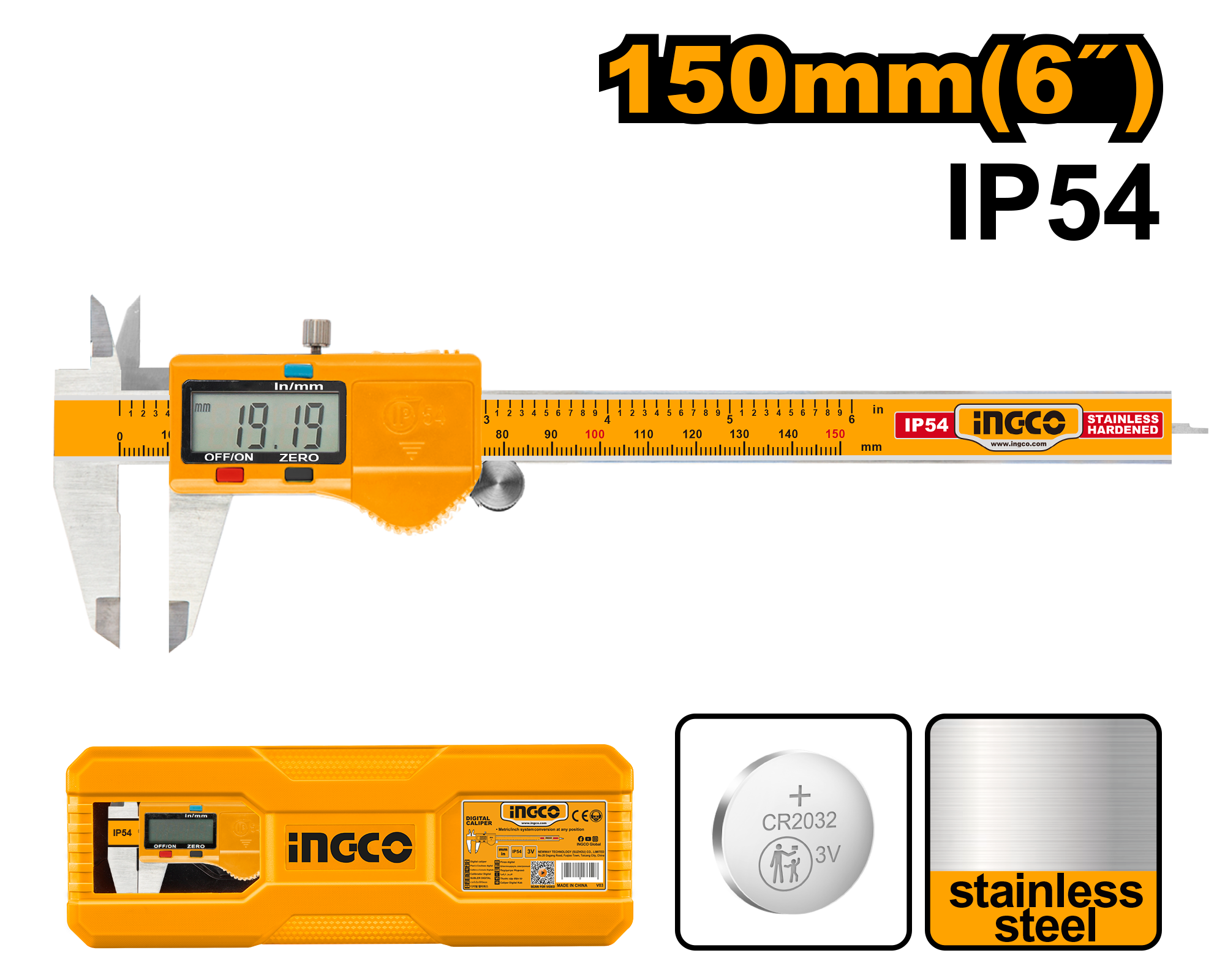 INGCO IP54 150MM (6") Digital Caliper - HDCD28150