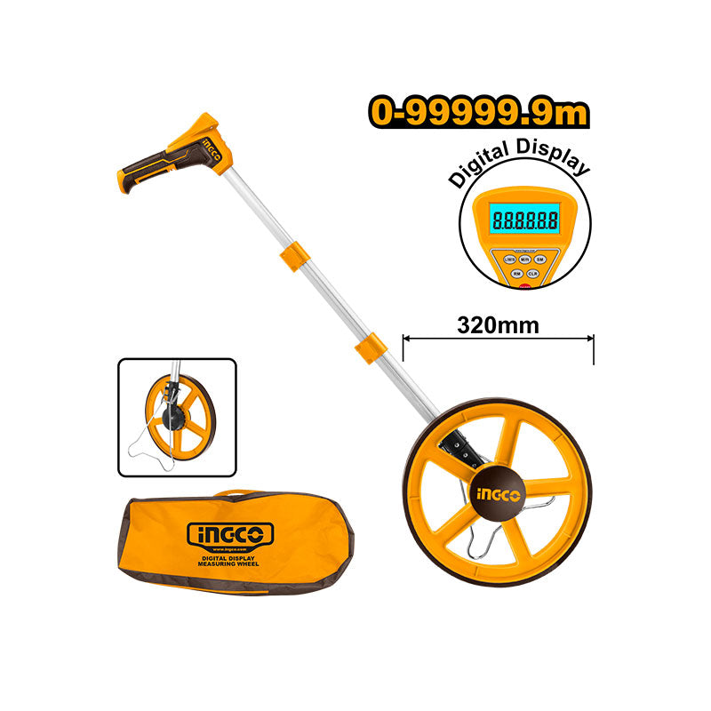 INGCO 0-9999.9M Digital Display Measuring Wheel - HDMW23