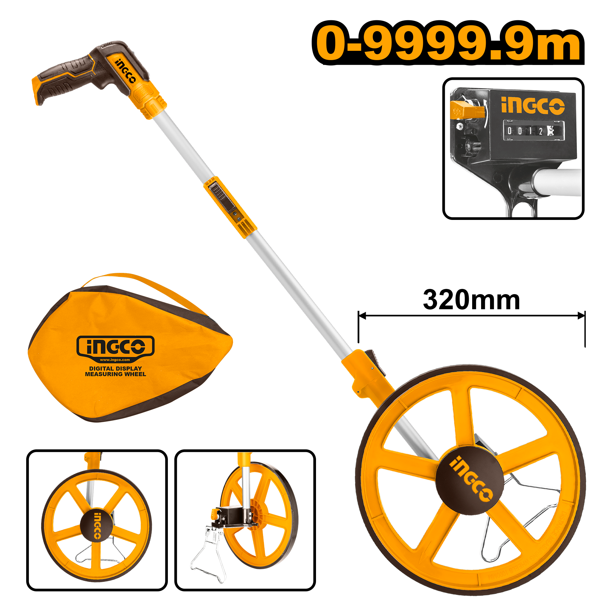 INGCO 0-9999.9M Measuring Wheel - HDMW45 Main image