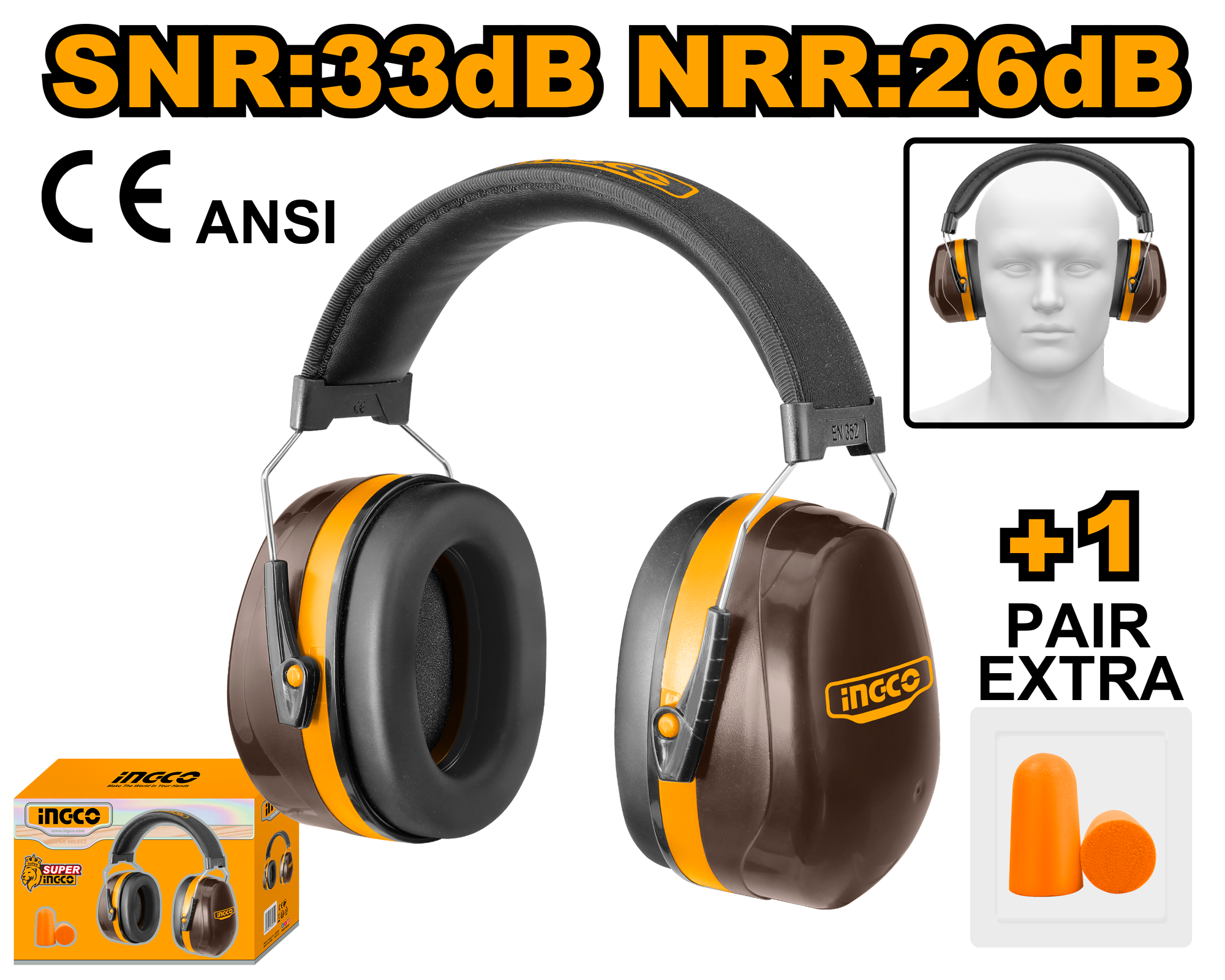 INGCO +1 Pair Extra Earmuff - HEM3328 Main image