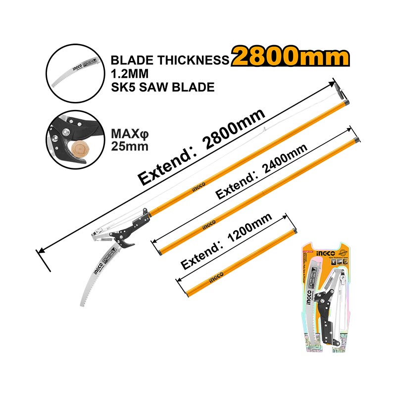 INGCO 2800MM Extendable Pole Saw & Pruner - HEPS25281