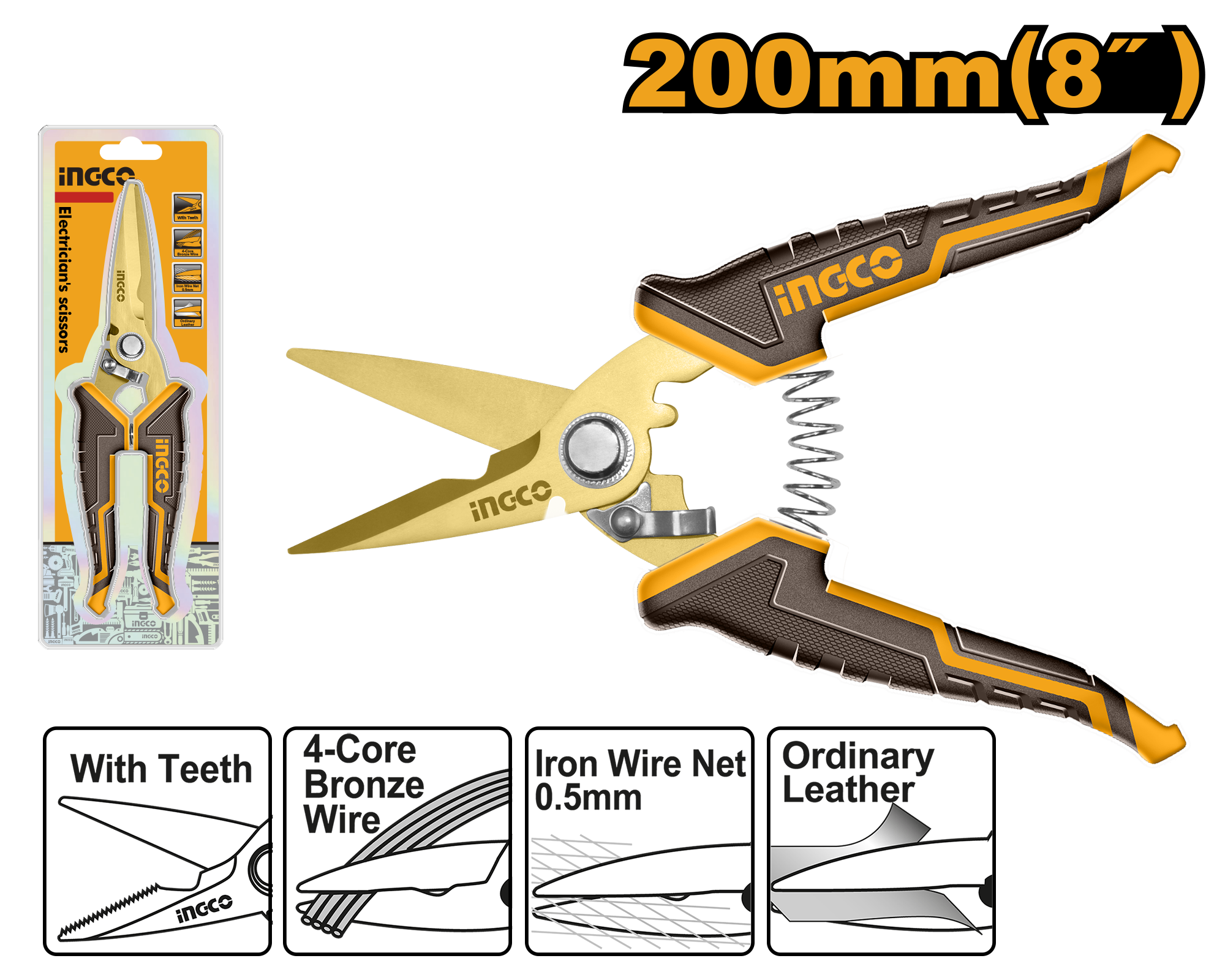 INGCO 200MM (8") Electrician's Scissors - HES0188