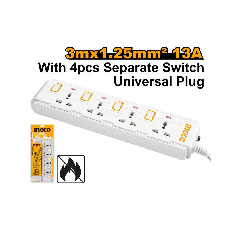 INGCO 3Mx1.25MM 13A Power Extension Socket - HES03041V-8