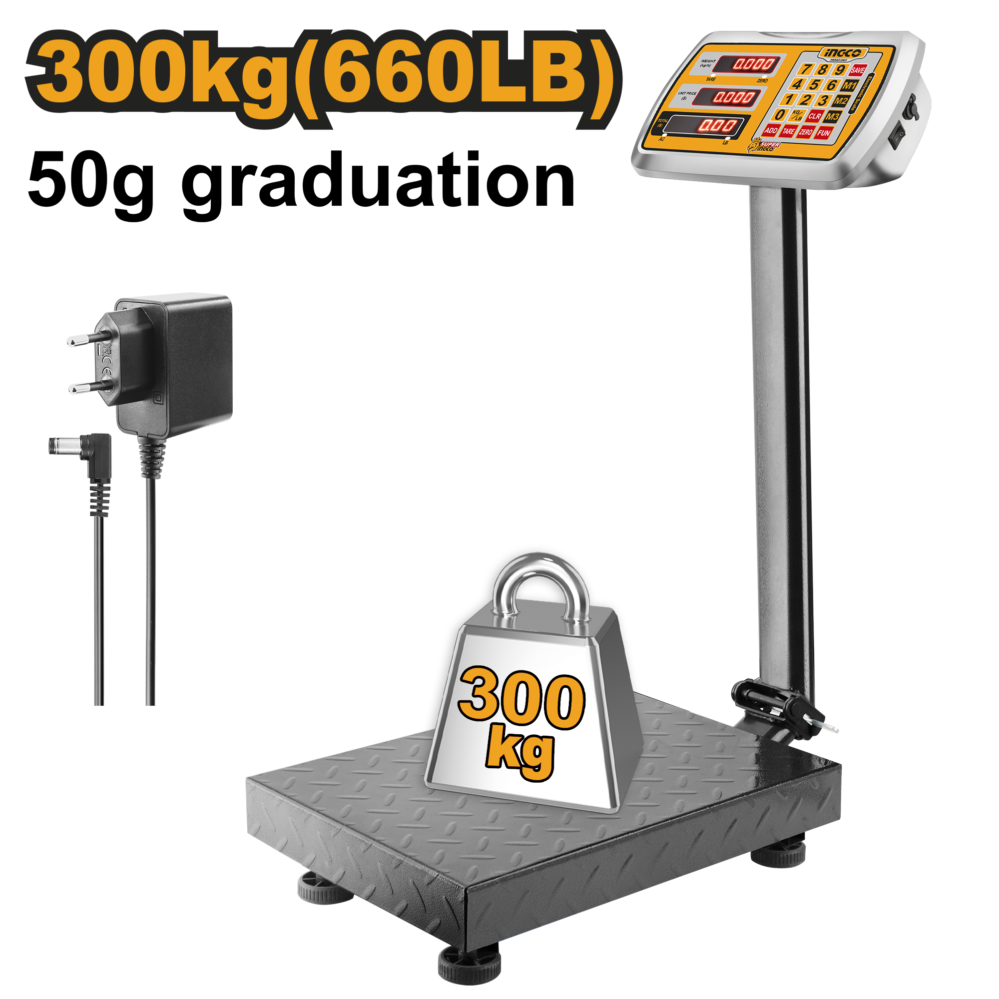 INGCO 300KG (660LB) Electronic Scale with 50G Graduation - HESA33003 Main image