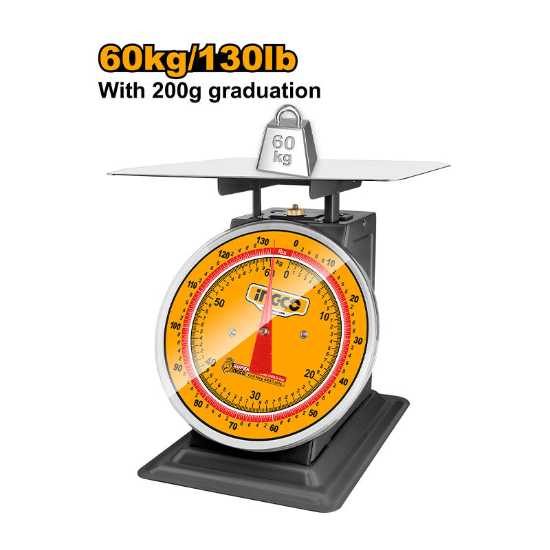 INGCO 60KG/130LB Spring Scale with 200G Graduation - HESA5601
