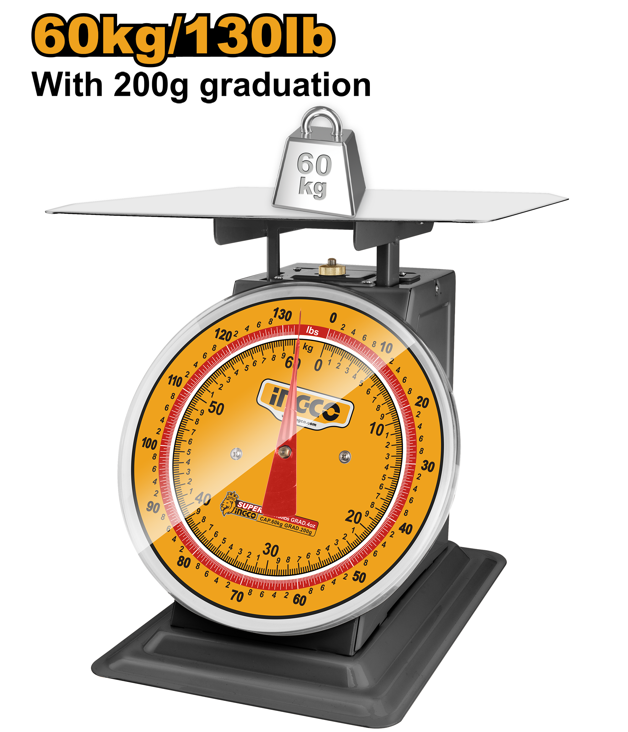 INGCO 60KG/130LB Spring Scale with 200G Graduation - HESA5601