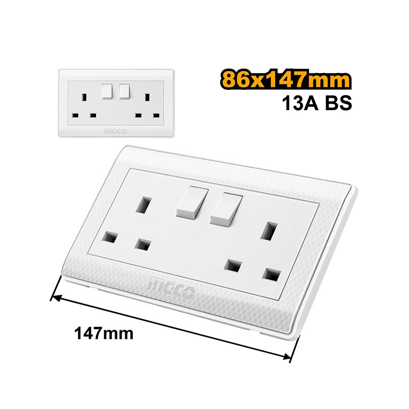 INGCO BS Socket 2 Gang 13A - C100 - HESST0213A