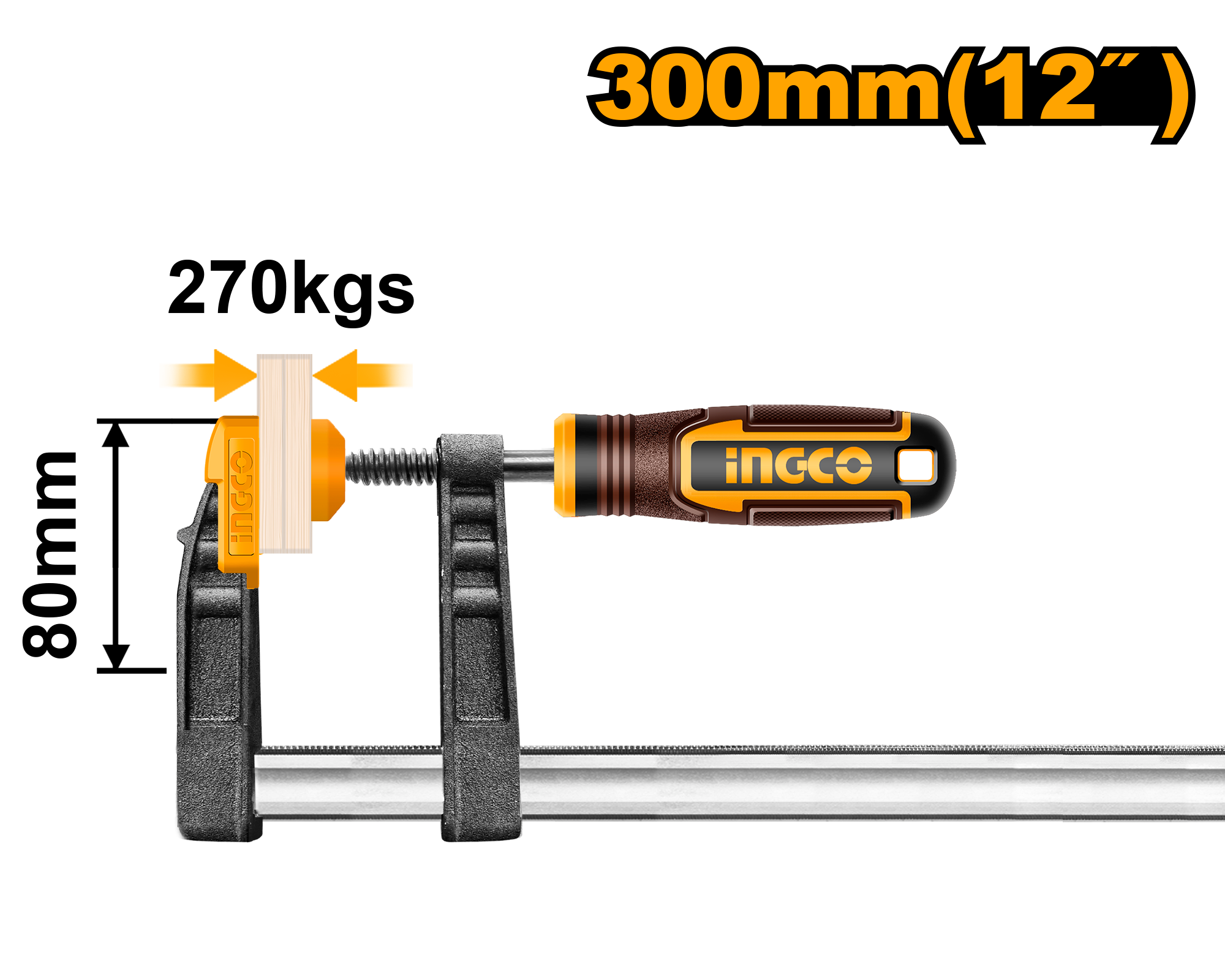 INGCO 300MM 12" F Clamp with Plastic Handle - HFC020802