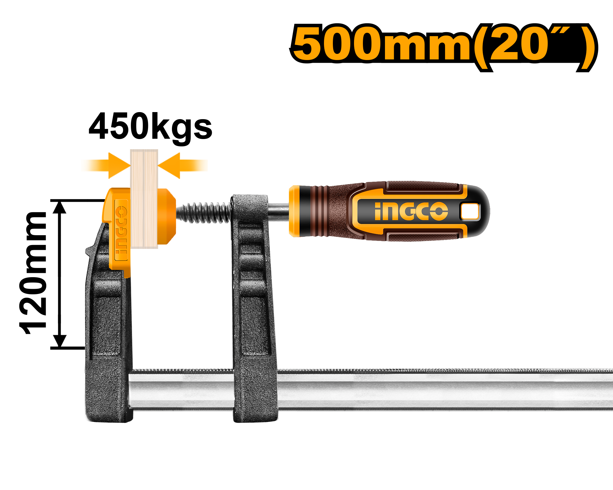 INGCO 500MM 20" F Clamp with Plastic Handle - HFC021202 Main image