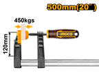 INGCO 500MM 20" F Clamp with Plastic Handle - HFC021202