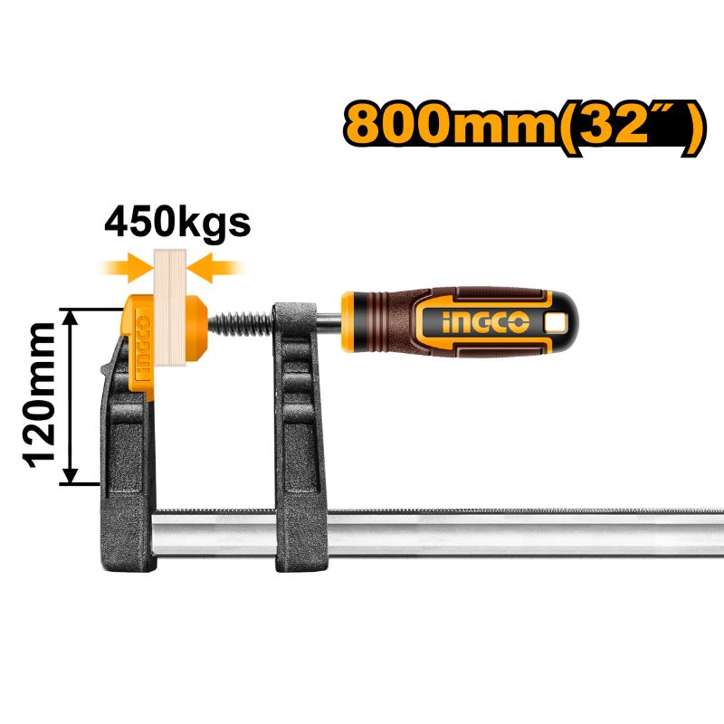 INGCO 800MM 32" F Clamp with Plastic Handle - HFC021203