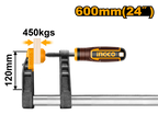 INGCO 600MM 24" F Clamp with Plastic Handle - HFC021205