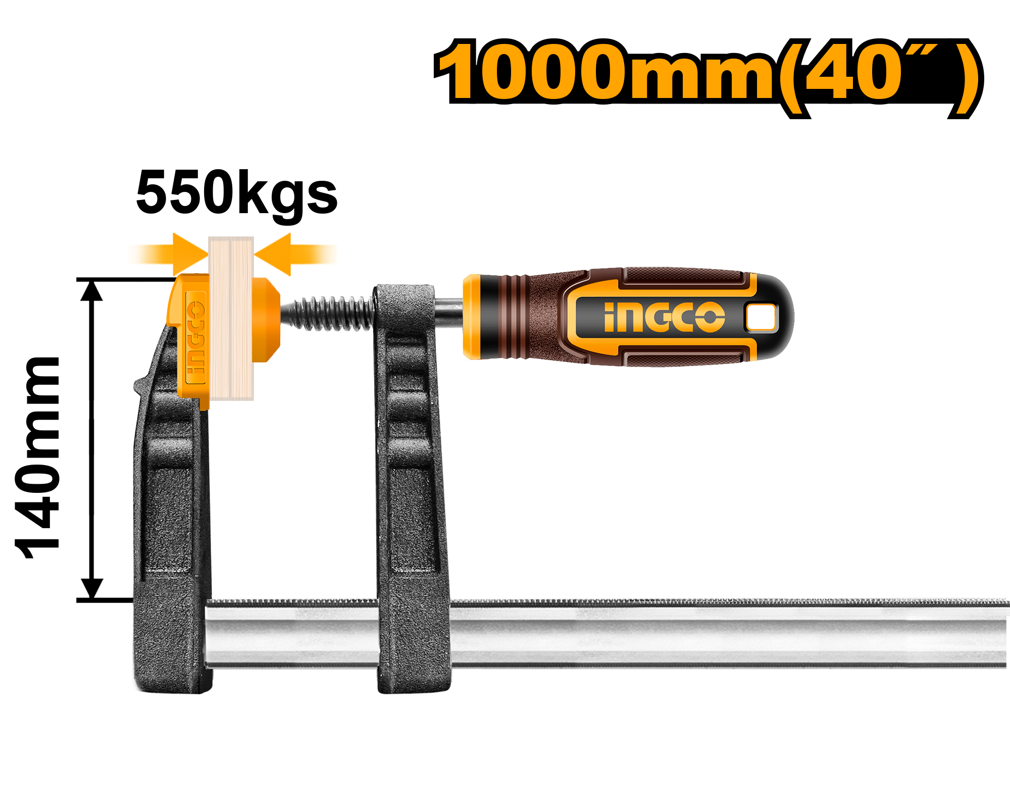INGCO 1000MM 40" F Clamp with Plastic Handle - HFC021404