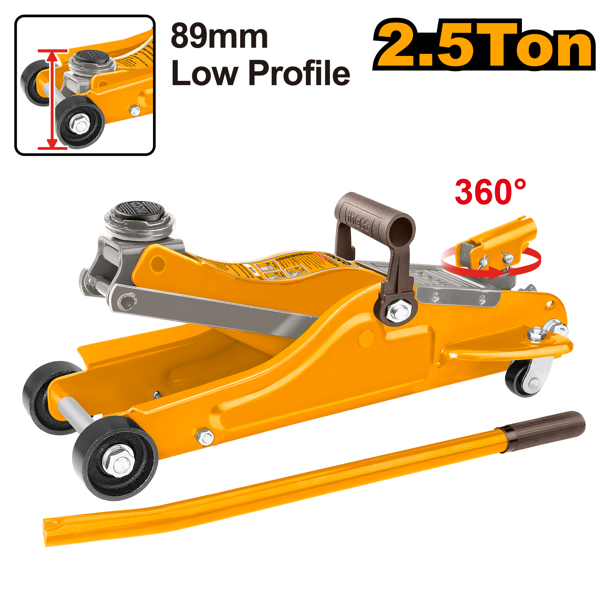 INGCO Low Profile 89MM 2.5 Ton Hydraulic Floor Jack - HFJ251
