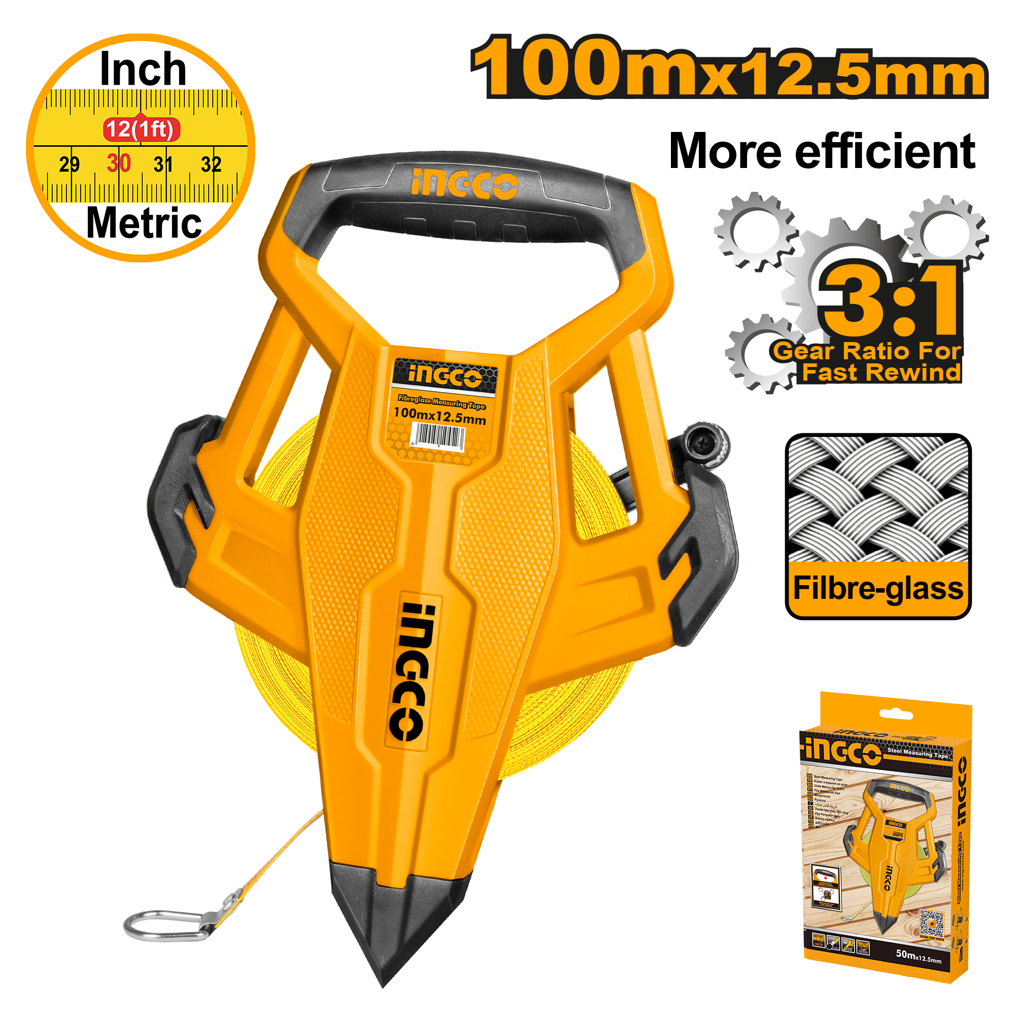 INGCO Fibreglass Measuring Tape - HFMT83100