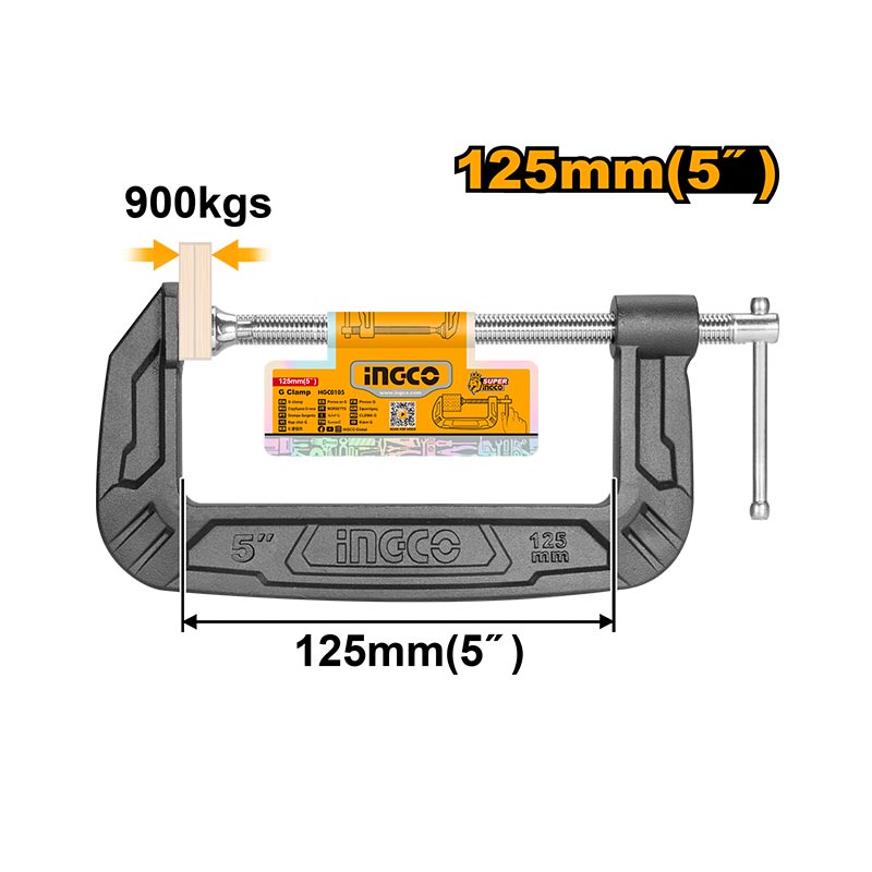 INGCO 125MM 5" G Clamp - HGC0105