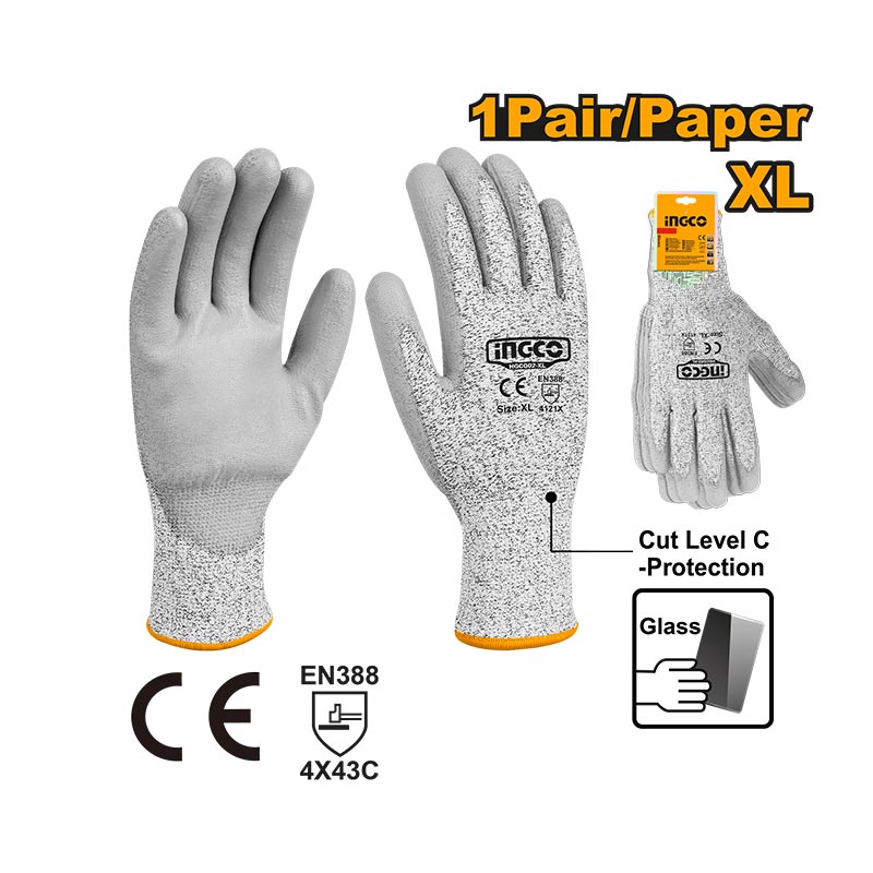 INGCO 1 Pair/Paper Cut-Resistance Gloves - HGCG02-XL