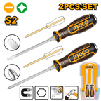 INGCO 2 PCs Go-Through Screwdriver Set - HGTST0208