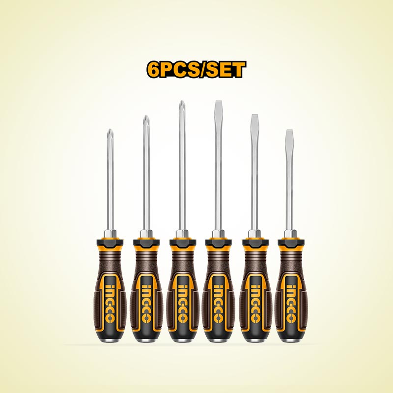 INGCO 6 Pcs Go-through Screwdriver Set - HGTST0608