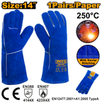 INGCO 250° 14" 1 Pair/Paper Welding Gloves - HGVW03